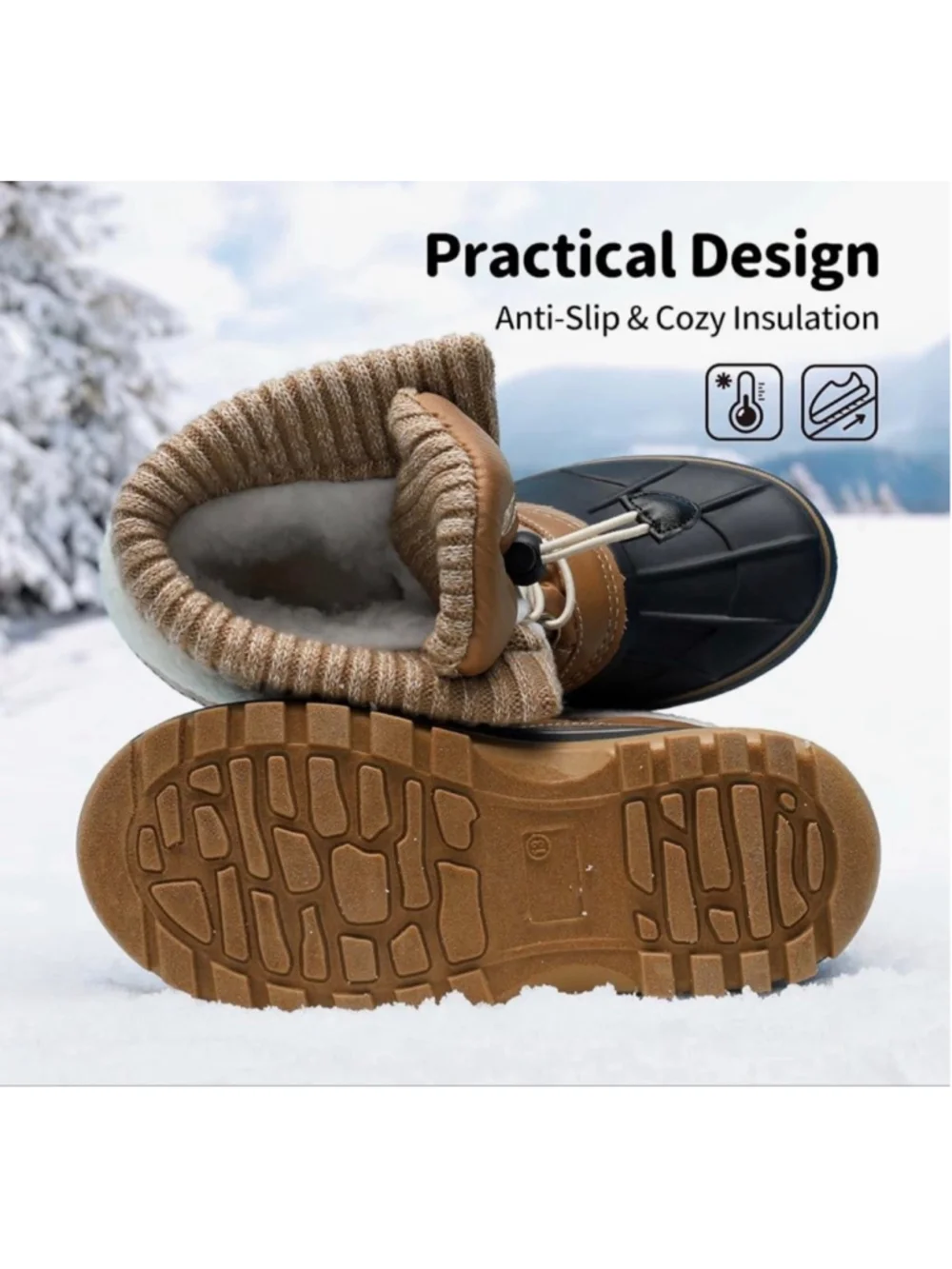 DREAM PAIRS Boys Girls Snow Boots Water-Resistant Outdoor Warm Cozy Anti-Slip 3